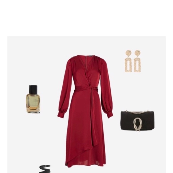 EXPRESS Red Wrap Dress - Picture 5 of 8